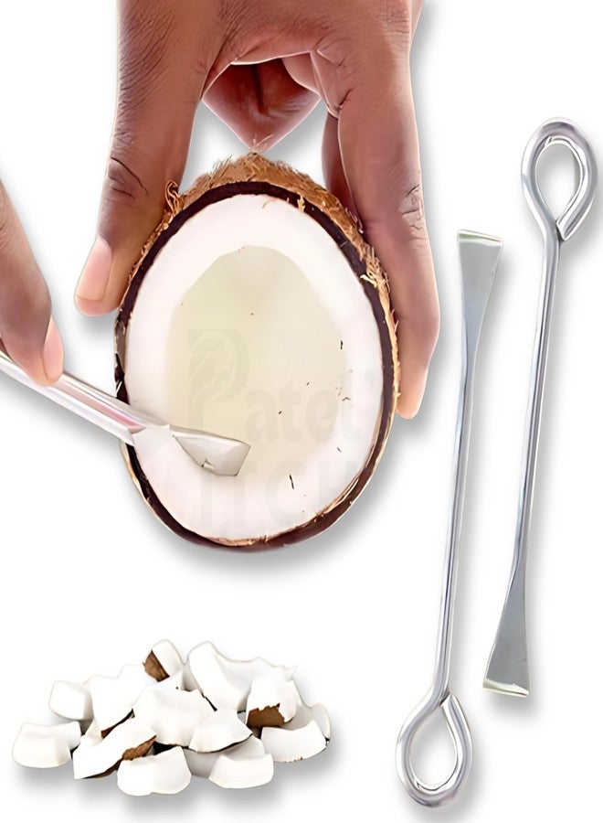 PATEL'S KITCHEN Stainless Steel Coconut Breaker, Coconut Cutter, Coconut Slicer, Core Pit Remover/Coconut Remover, Coconut Skin Peeler - 2 Pieces - Image 1